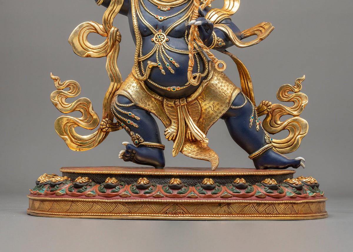Vajrapani Wrathful Bodhisattva Sculpture | 24K Gold Gilded Buddhist Protector Statue