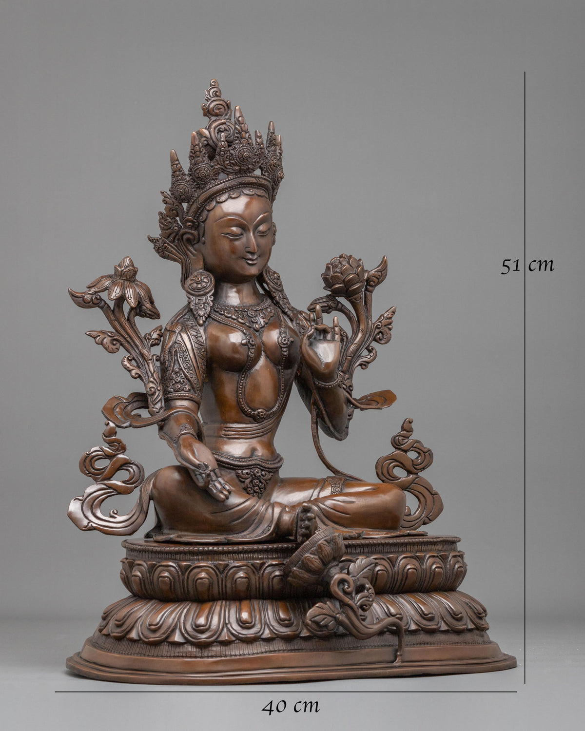 Mother Green Tara Oxidized Statue | Altar Home Decor