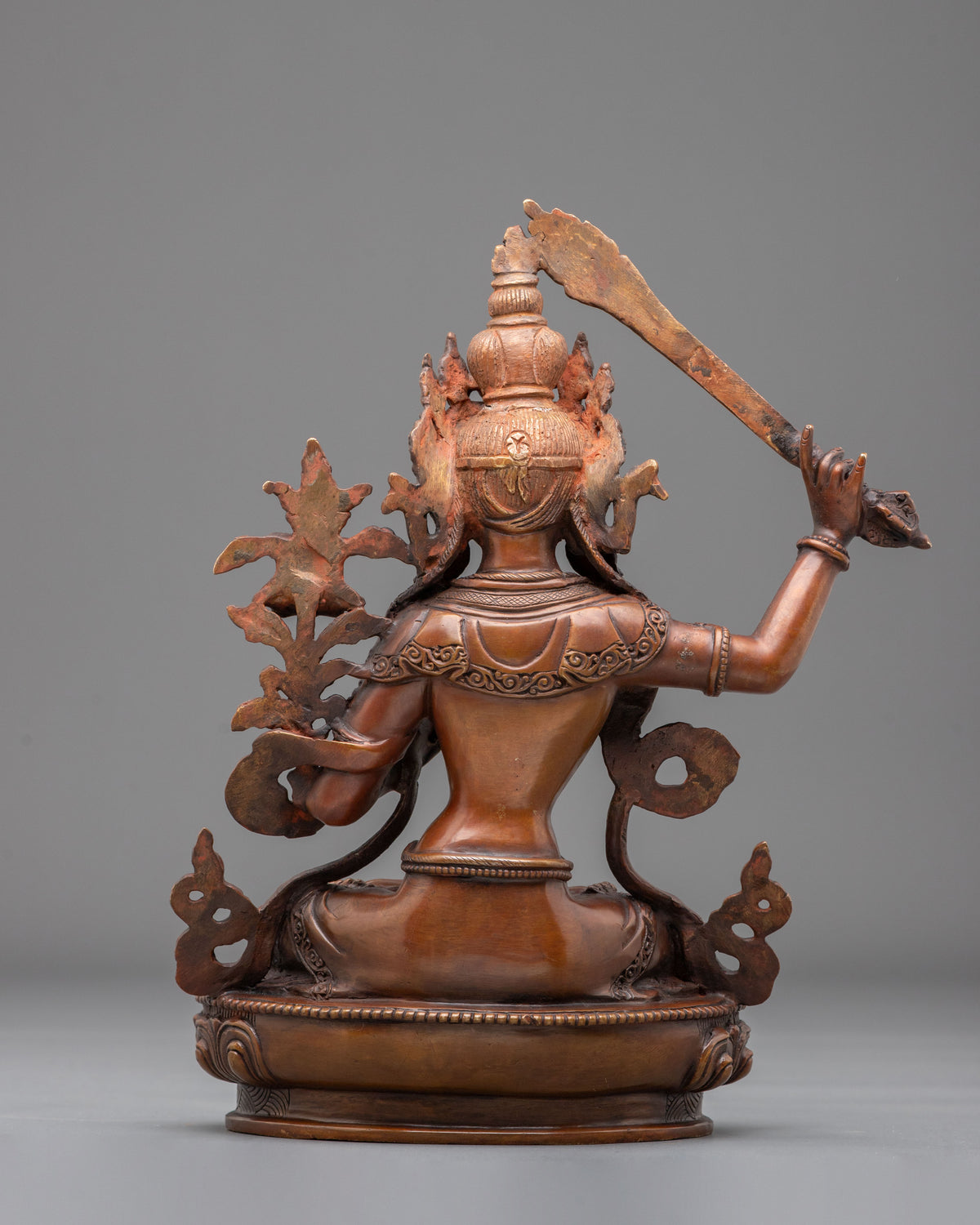 Manjushri Sacred Statue | Oxidized Copper Bodhisattva of Wisdom