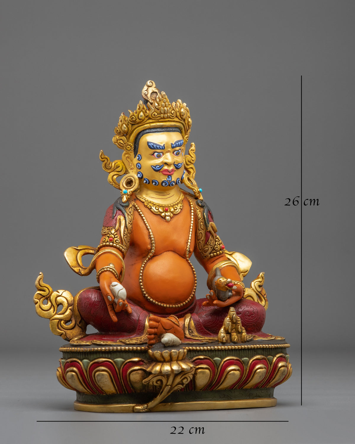 Hand Crafted Dzambhala Copper Sculpture