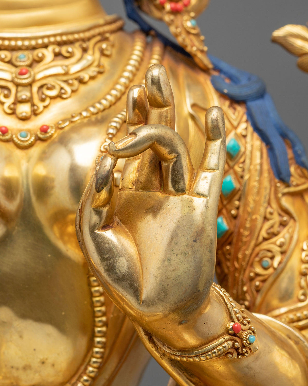 Green Tara 24K Fire Gold Gliding Statue | Buddhist Home Decoration