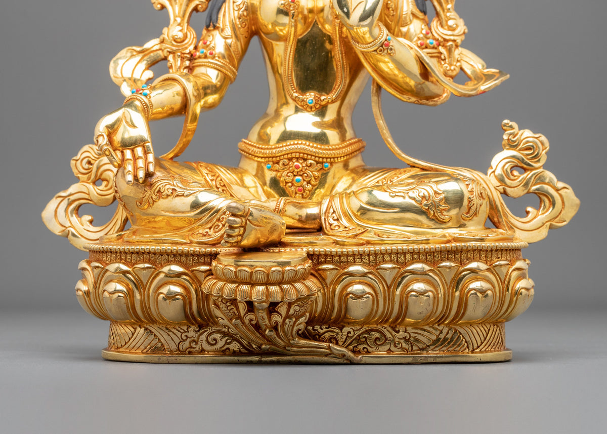 Green Tara Fire Gold Coated Statue | Made in Nepal