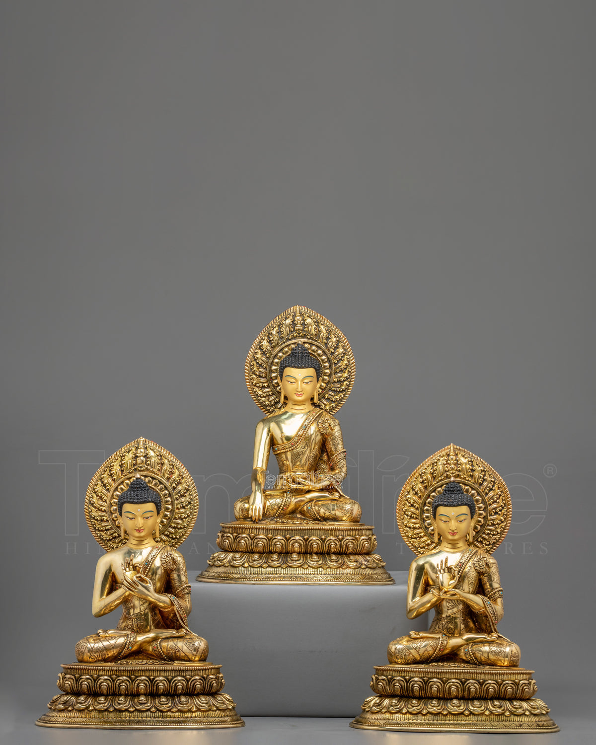 Three Buddhas Copper Statue Collection: Buddhist Art for Longevity and Meditation