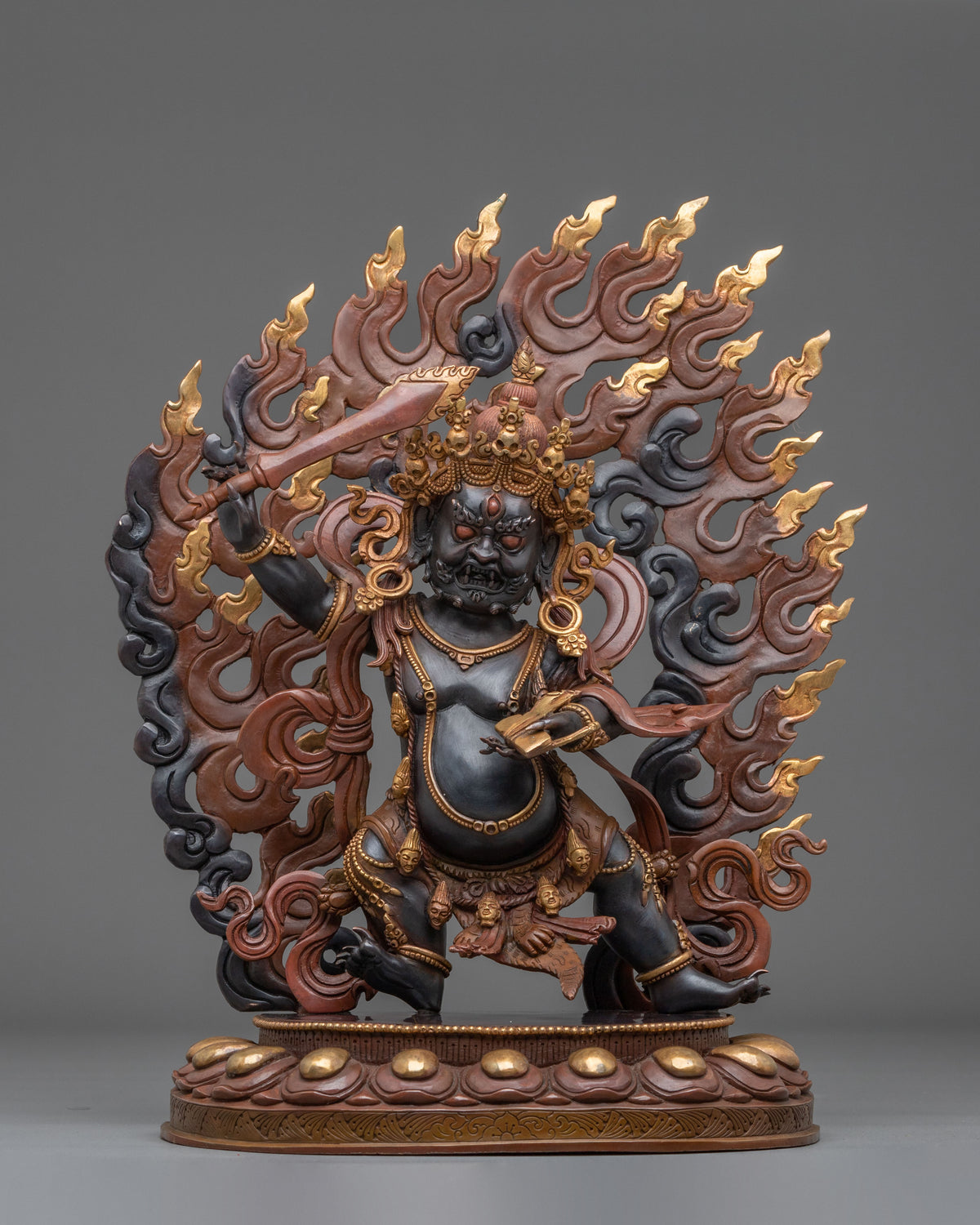 Black Manjushri Wisdom Deity Statue in Oxidized Copper Body