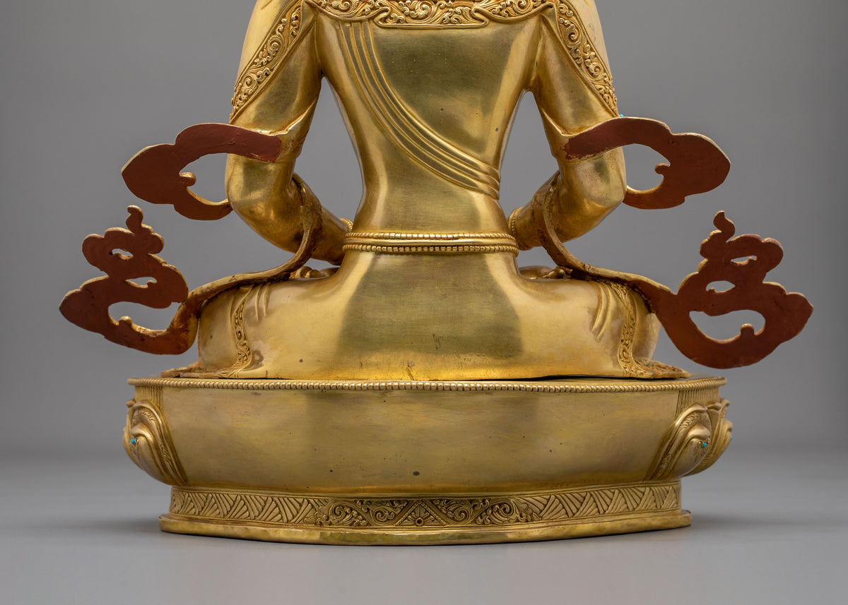 Amitayus Sculpture | 24k Gold Gilded Tibetan Sculpture