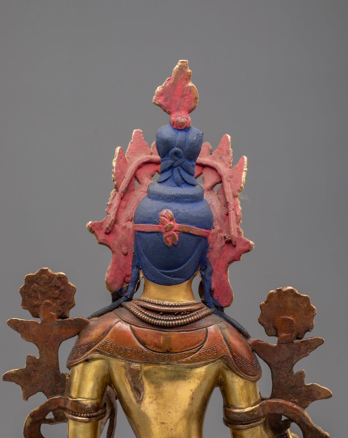 Tibetan Figurine of Goddess Green Tara | 24K Gold Gilded Buddhist Statue