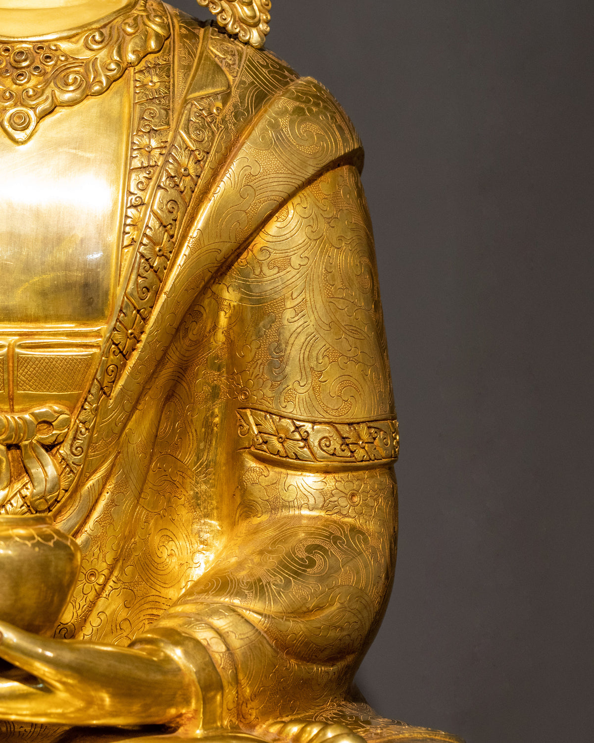 Crown Shakyamuni Buddha 24K Gold Coated Sculpture