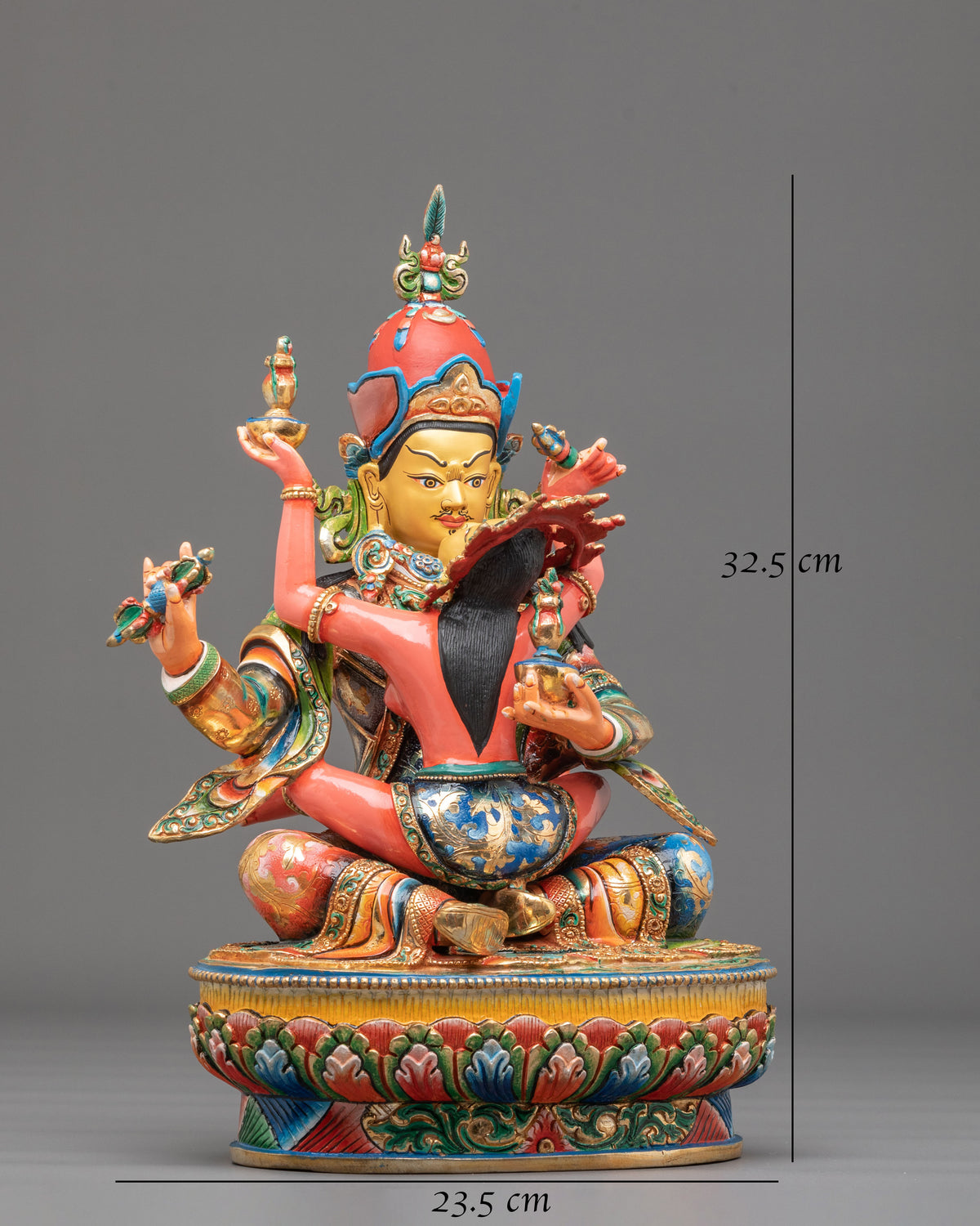 Guru Rinpoche Sculpture with Consort | Buddhist Handmade Artwork