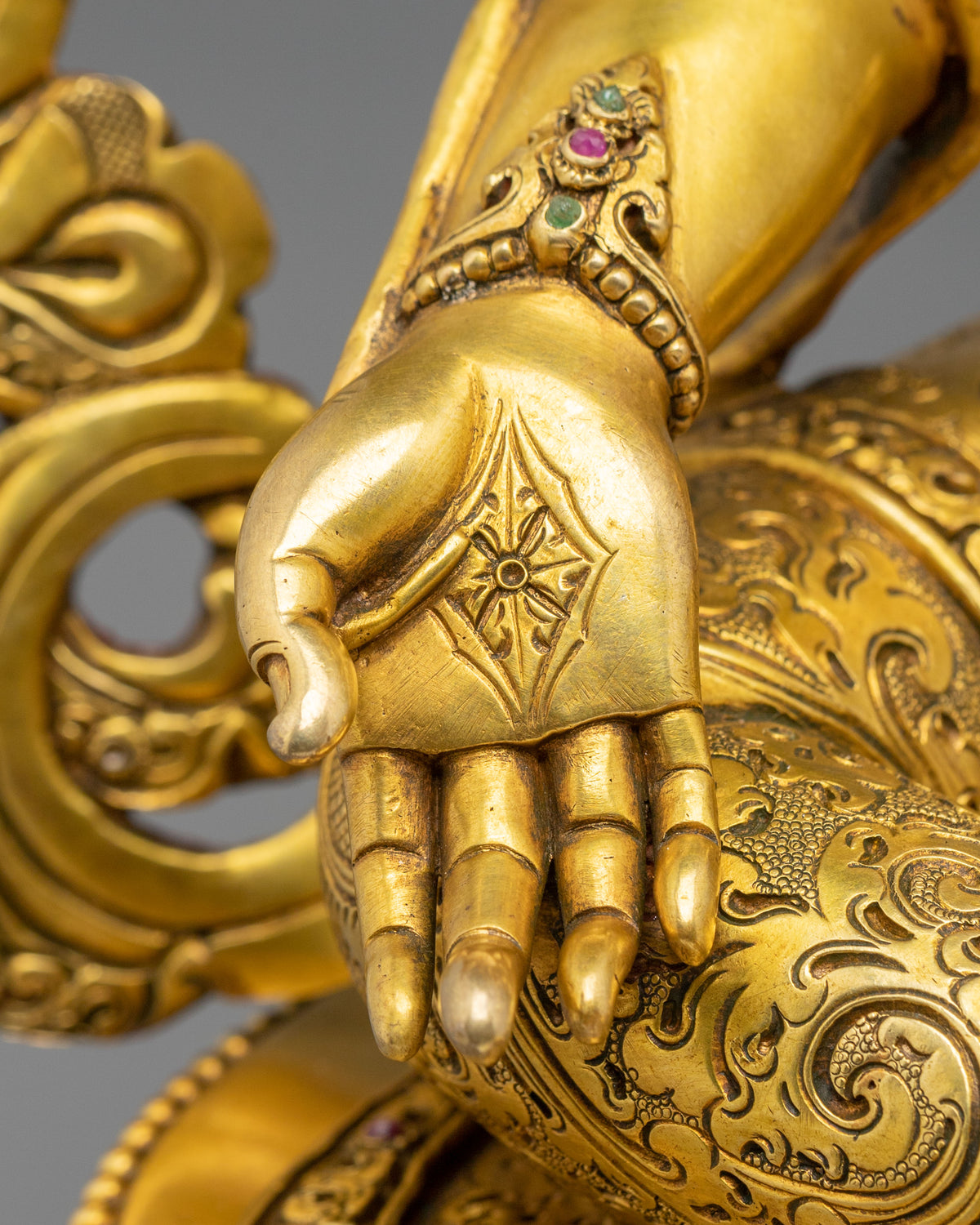 Green Tara 24K Gold-Coated Statue | Copper Form of Sacred Protection