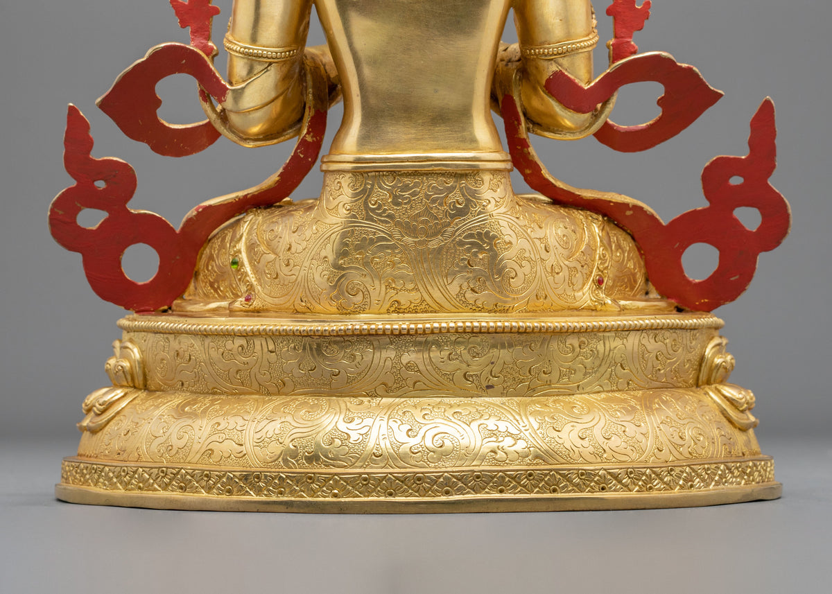 Buddhist Prayer Maitreya Buddha Statue | 24K Gold Gilded Future Buddha Sculpture