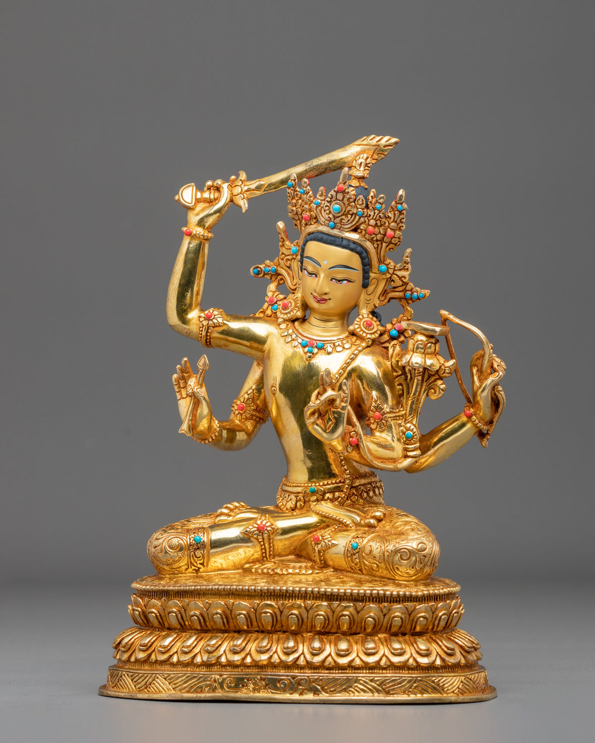 Radiant Maha Manjushri Mahayana Buddhist Figurine