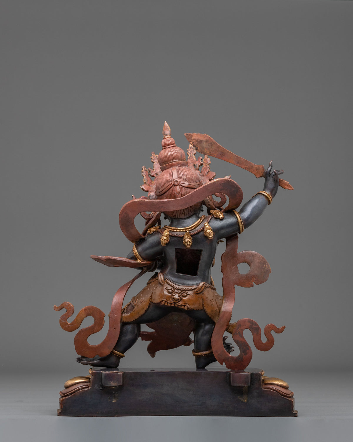 Black Manjushri Wisdom Deity Statue in Oxidized Copper Body