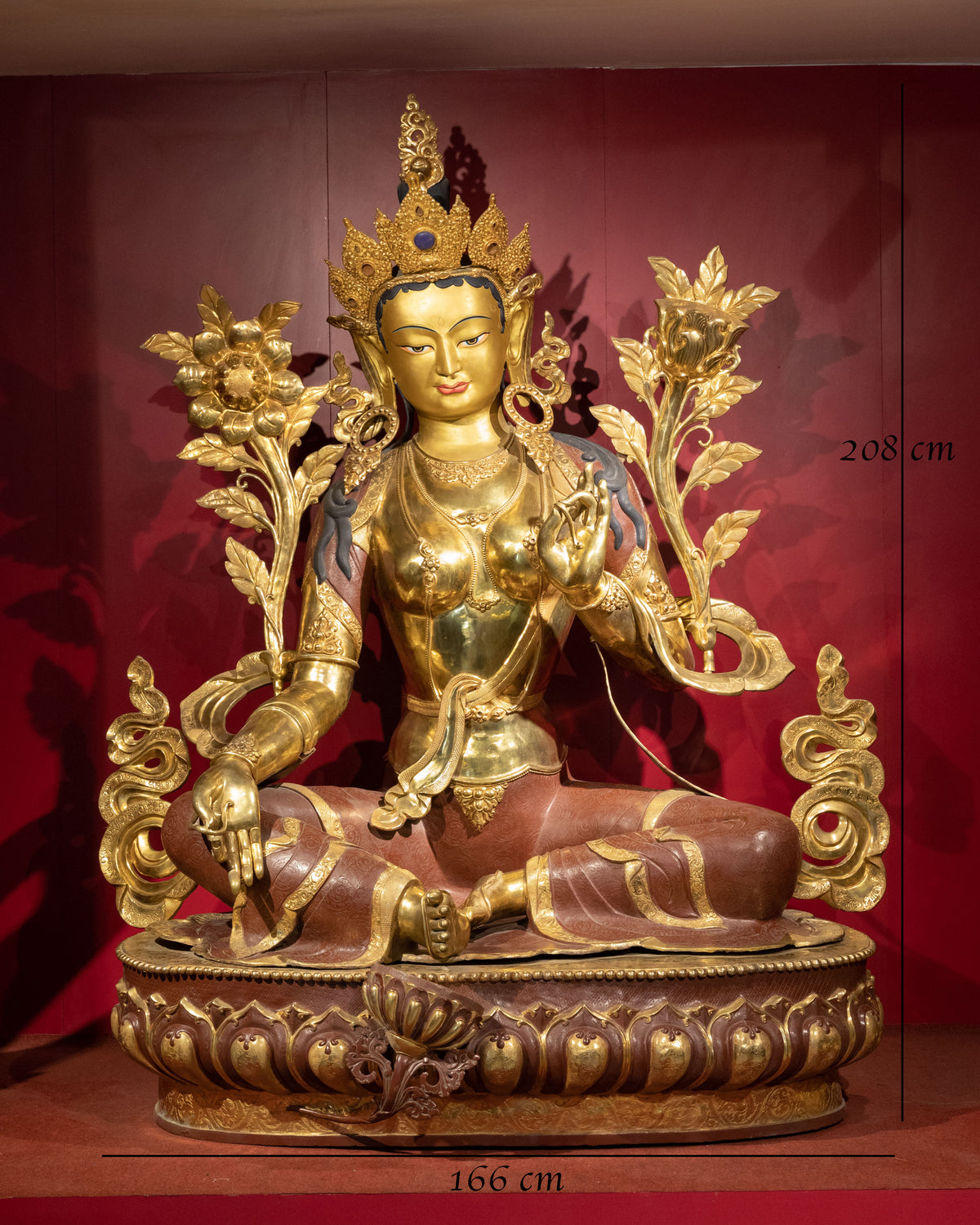 Majestic Copper Sculpture of Green Tara | Goddess of Compassion