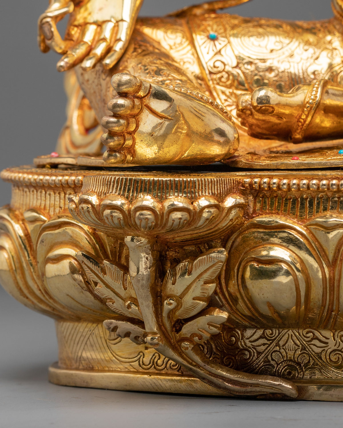 Green Tara 24K Gold Coated Goddess Statue: Deity of Compassion and Liberation