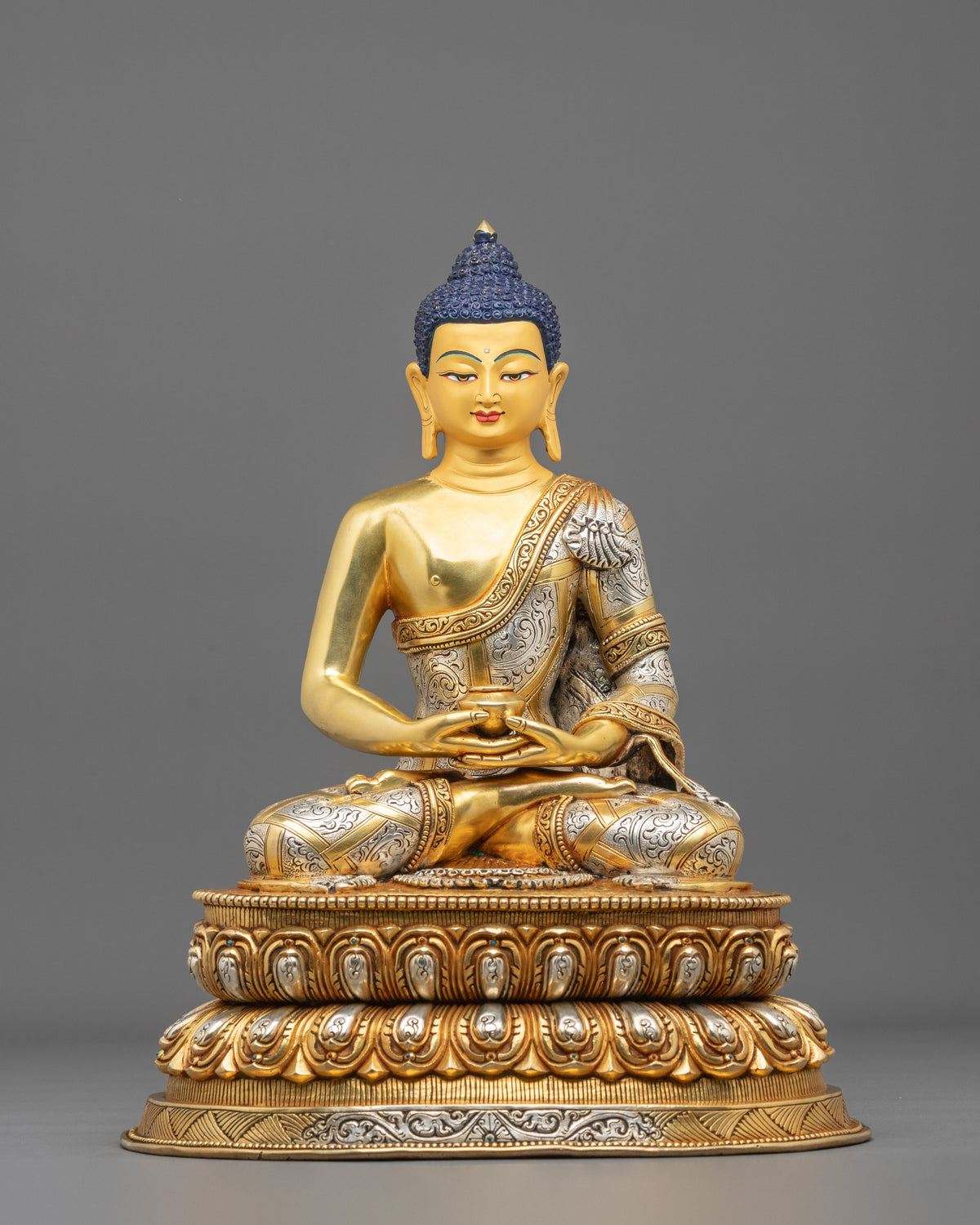 Amitabha Buddha: 24K Gold Gilded Copper Sculpture