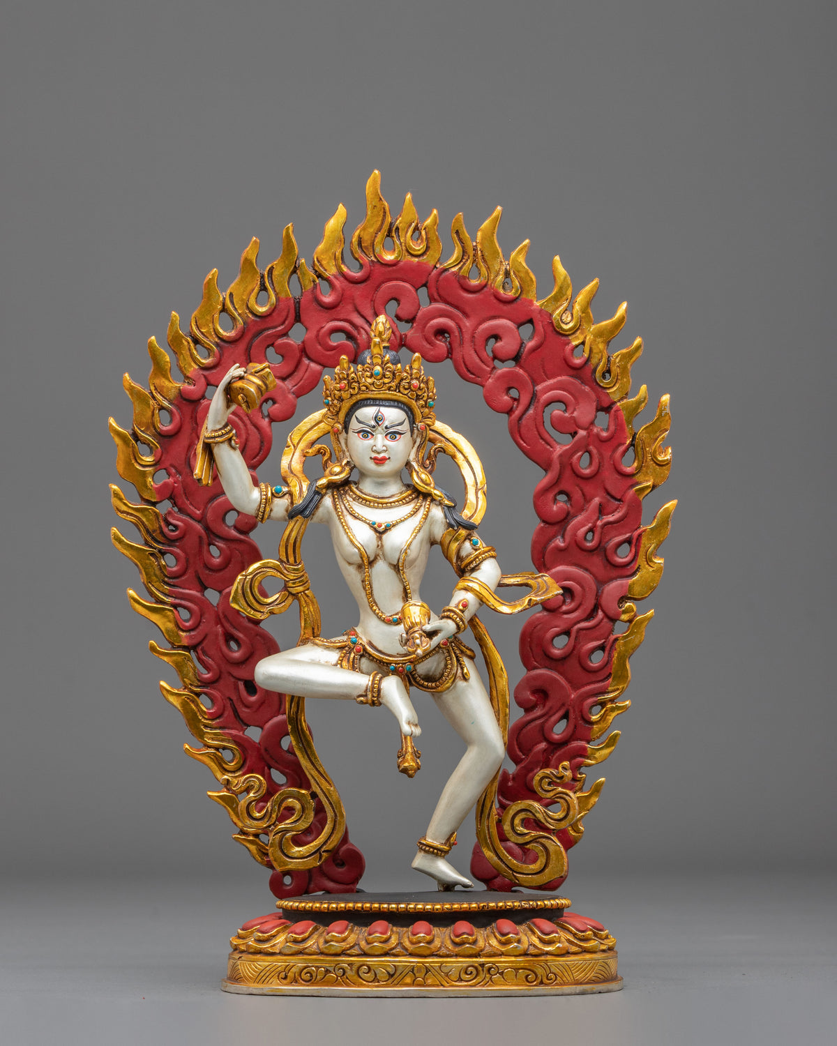 Machig Labdron Vajrayana Statue | Copper Statue with Hand carved Gemstones