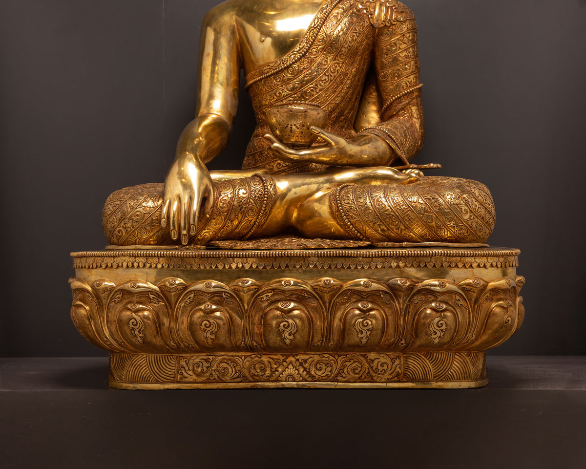 Shakyamuni Buddha Copper Sculpture | Exquisite 24K Gilded Art