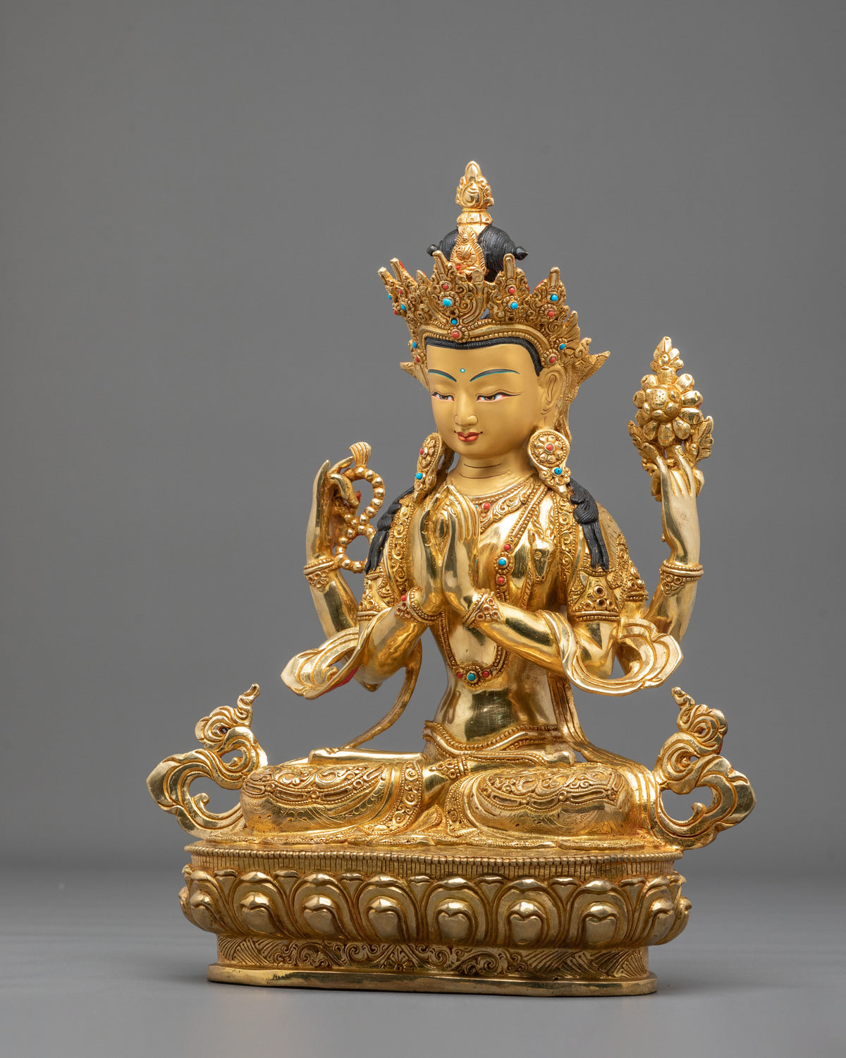 Chenrezig Copper Statue | Sacred Buddhist Guardian