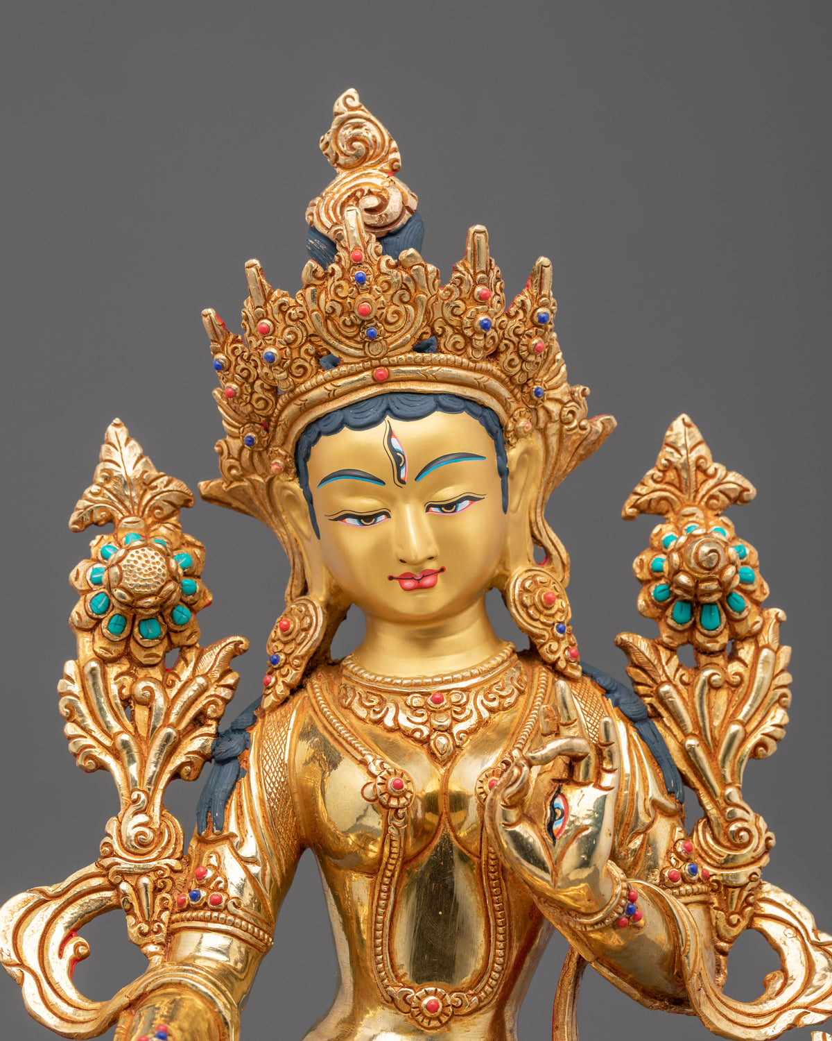 White Tara Gemstones Adorned Sculpture
