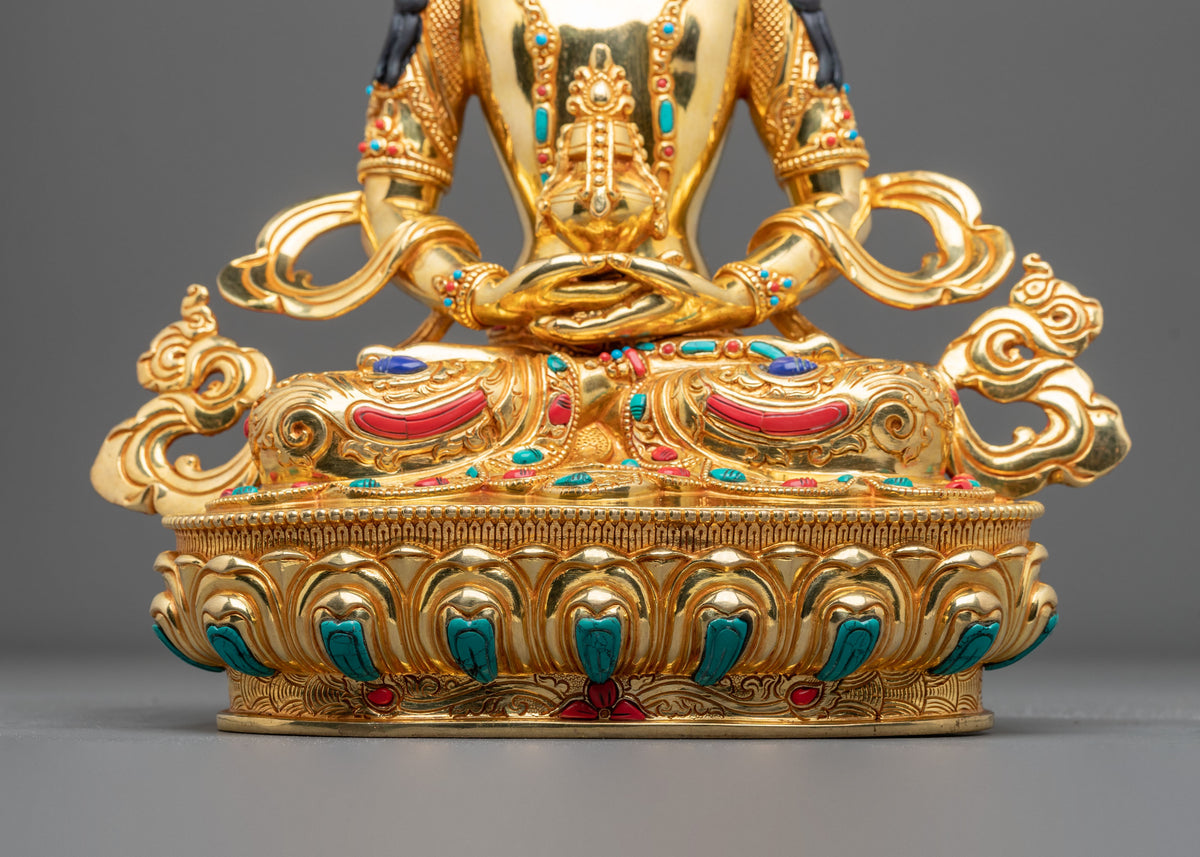Amitayus Vajrayana Buddhist Statue | Sacred Sculpture for Altar and Meditation Practice