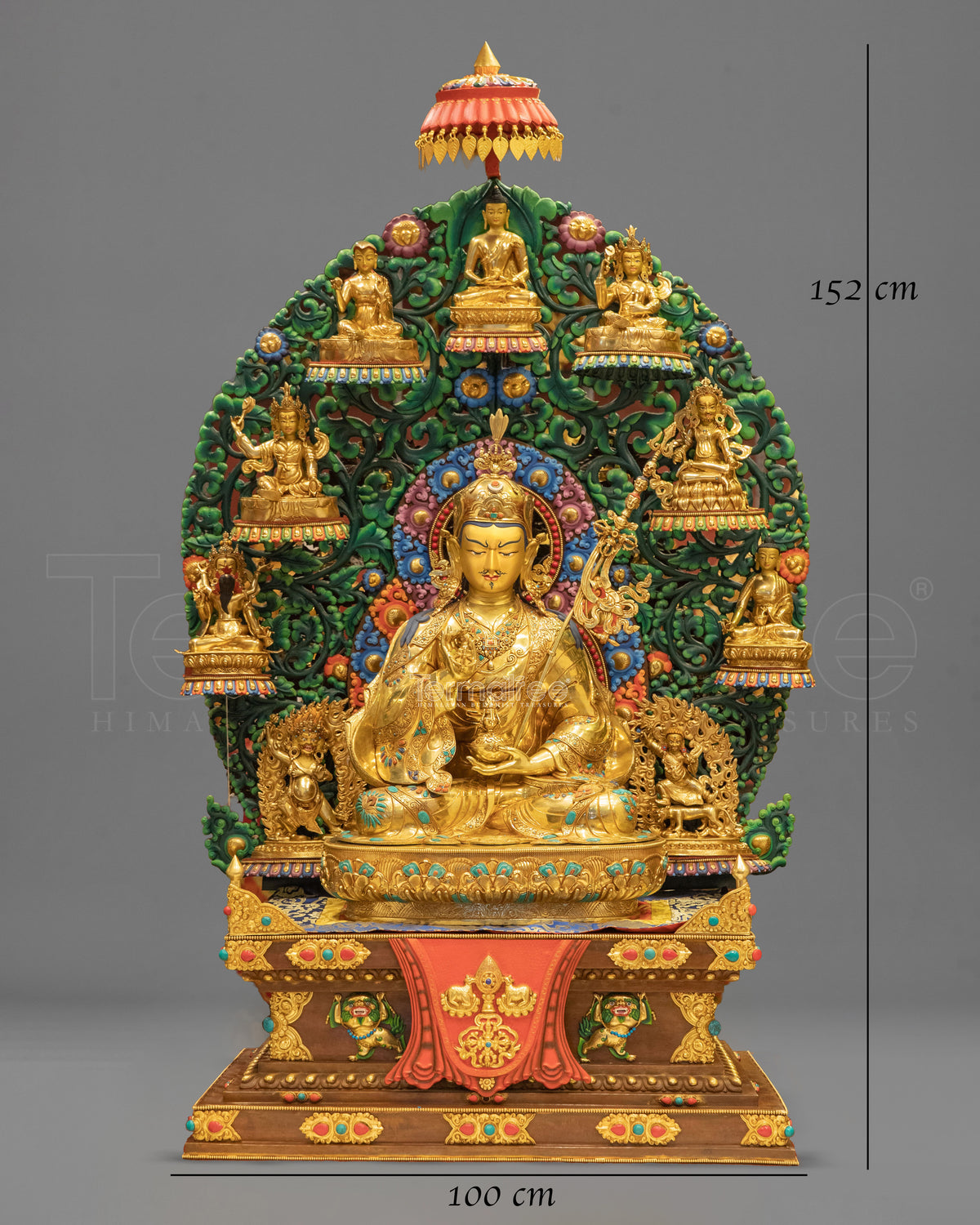Guru Rinpoche with Eight Manifestation Statue Set