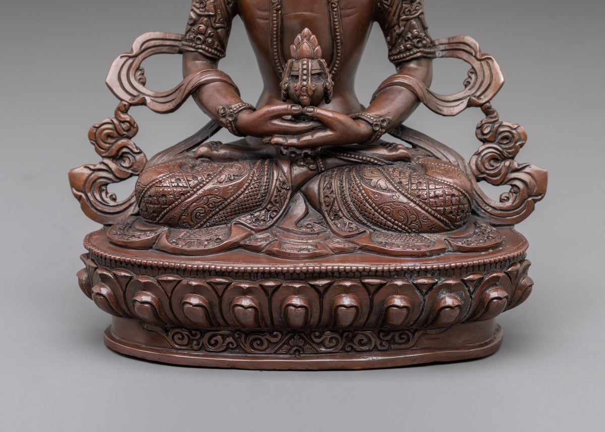 Amitayus Oxidized Copper Statue | Symbol of Longevity