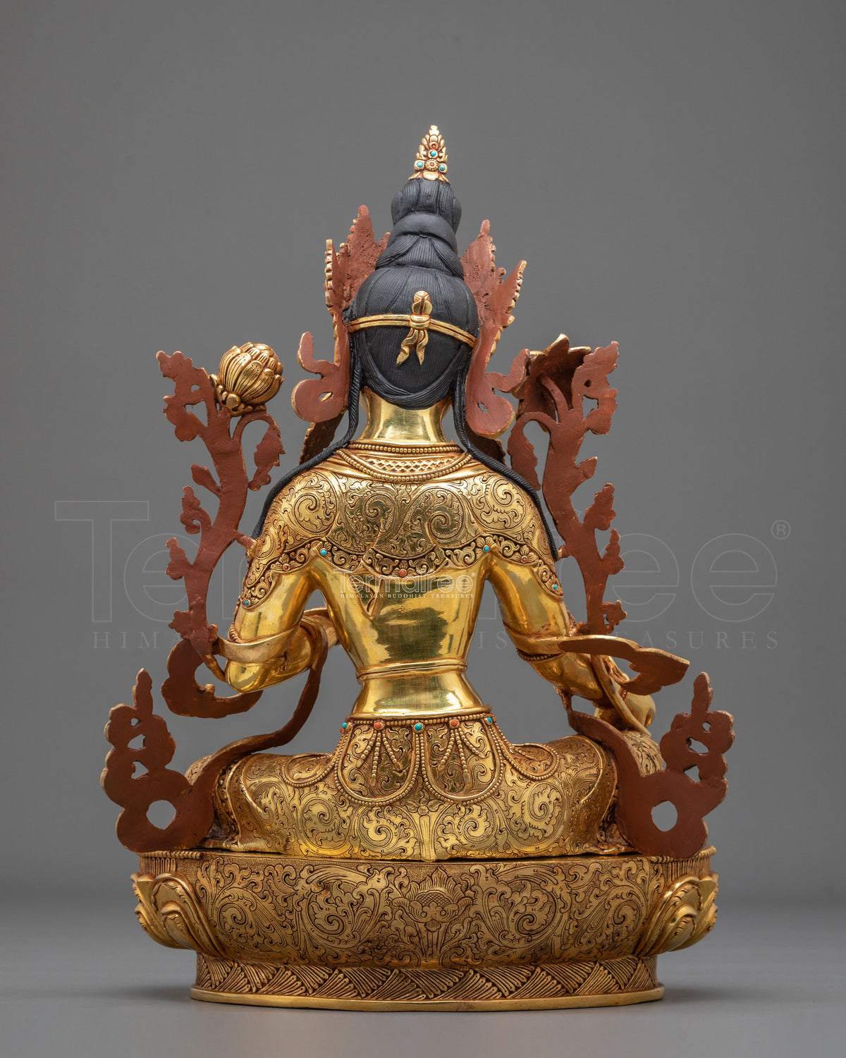 Green Tara Protection from Fears Statue: 24K Gold Gilded