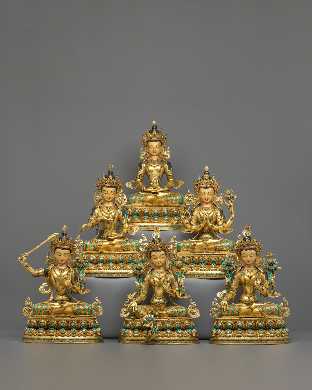 Six Bodhisattva Copper Sculpture Set | A Harmonious Collection of Sacred Art