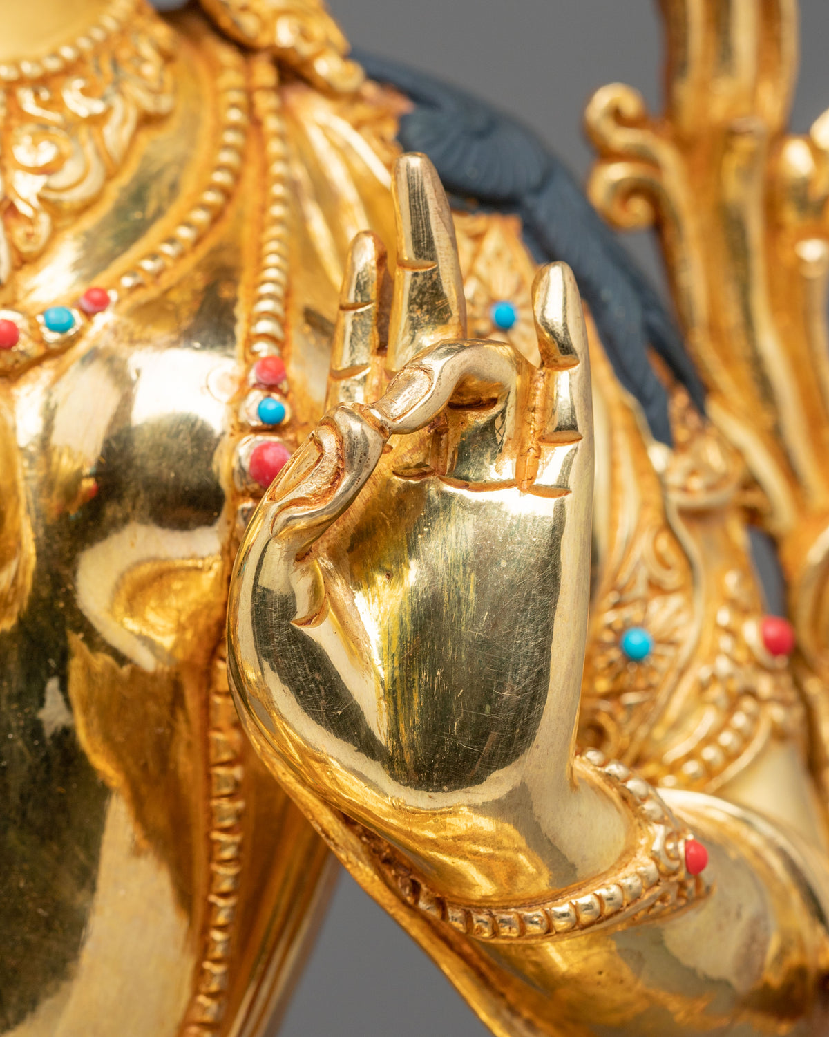 Green Tara 24K Gold Coated Goddess Statue: Deity of Compassion and Liberation