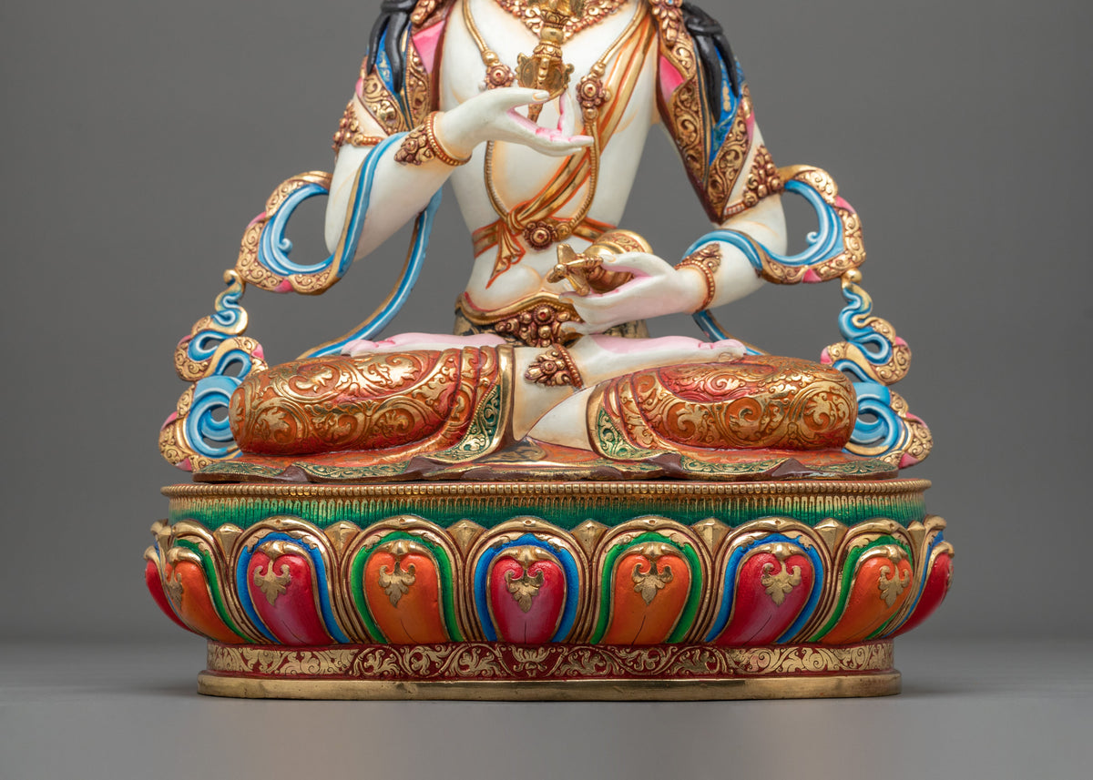 Vajrasattva Vajrayana Altar Statue with Gemstone Adornments