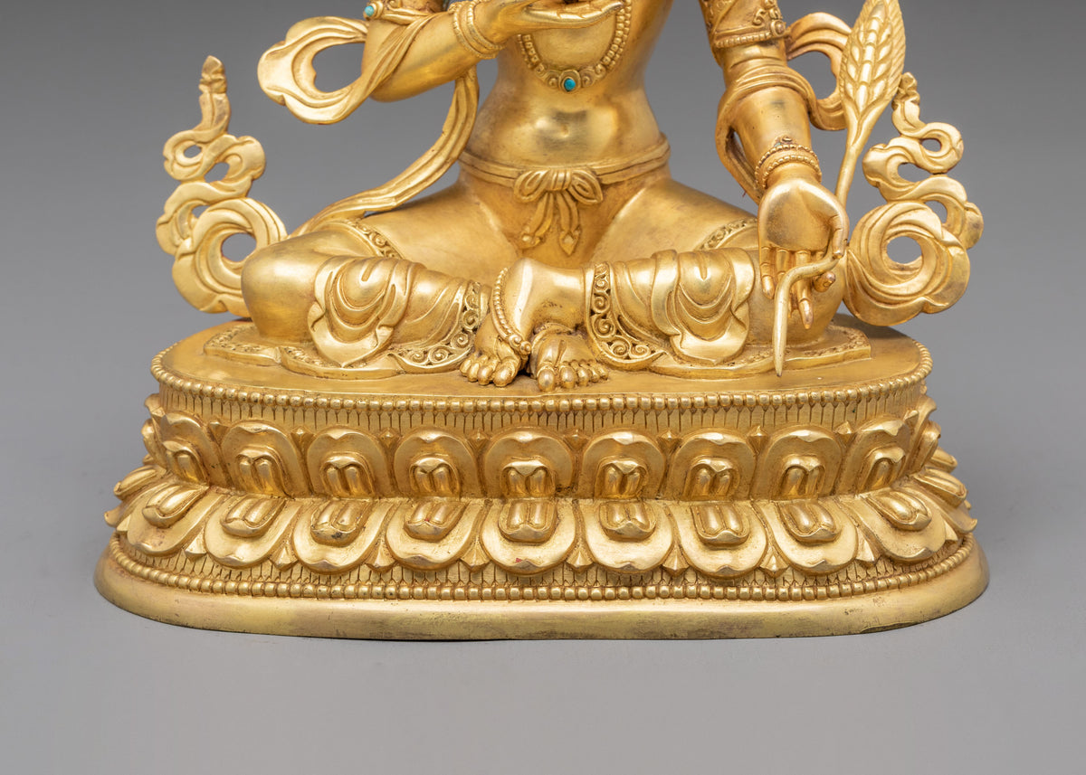 24k Gold Gilded Kshitigarbha Statue | Sacred Copper Figurine