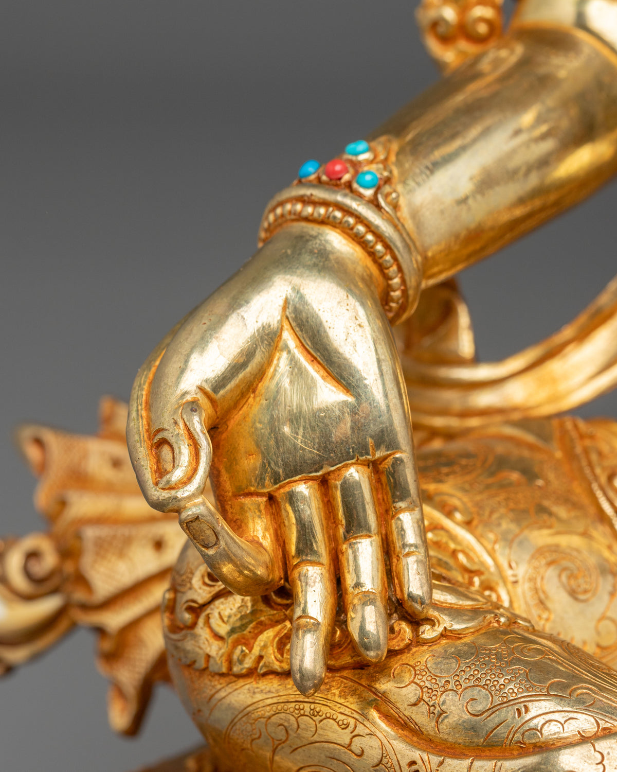 24K Gold Coated Green Tara Sacred Sculpture | Goddess of Compassion