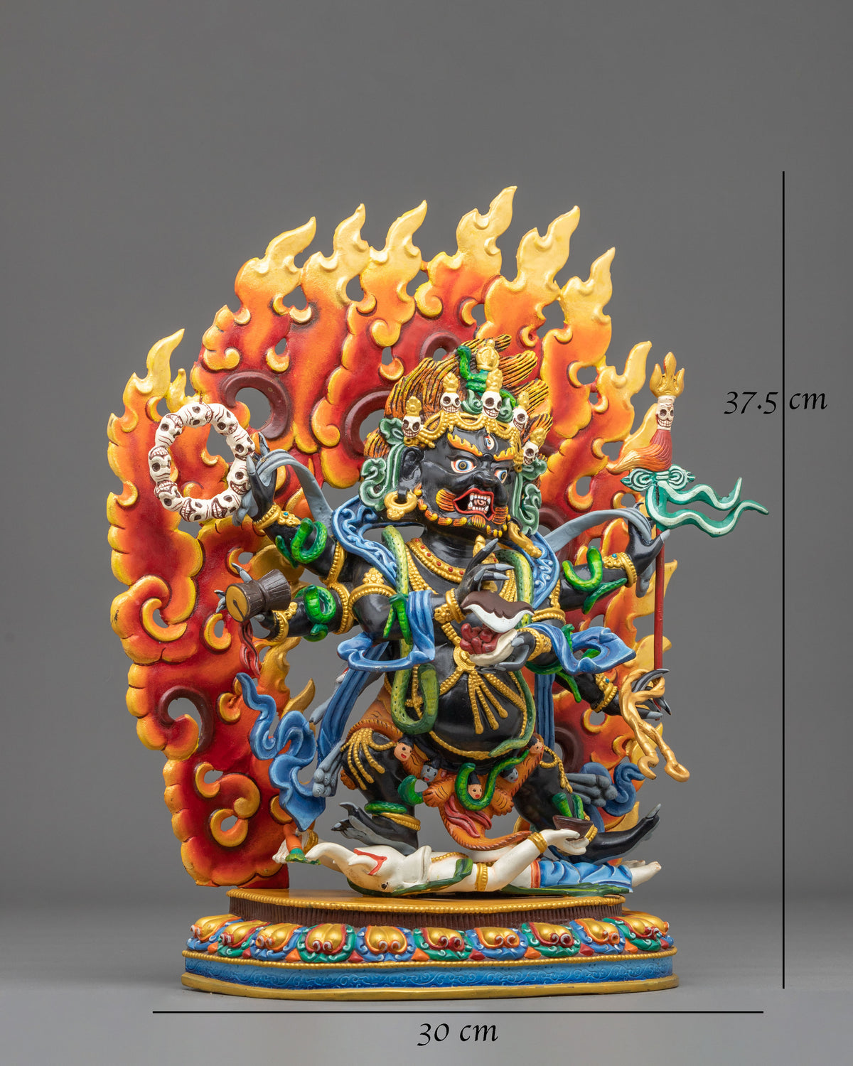 Six Armed Mahakala Himalayan Sculpture | Wrathful Protector of Dharma