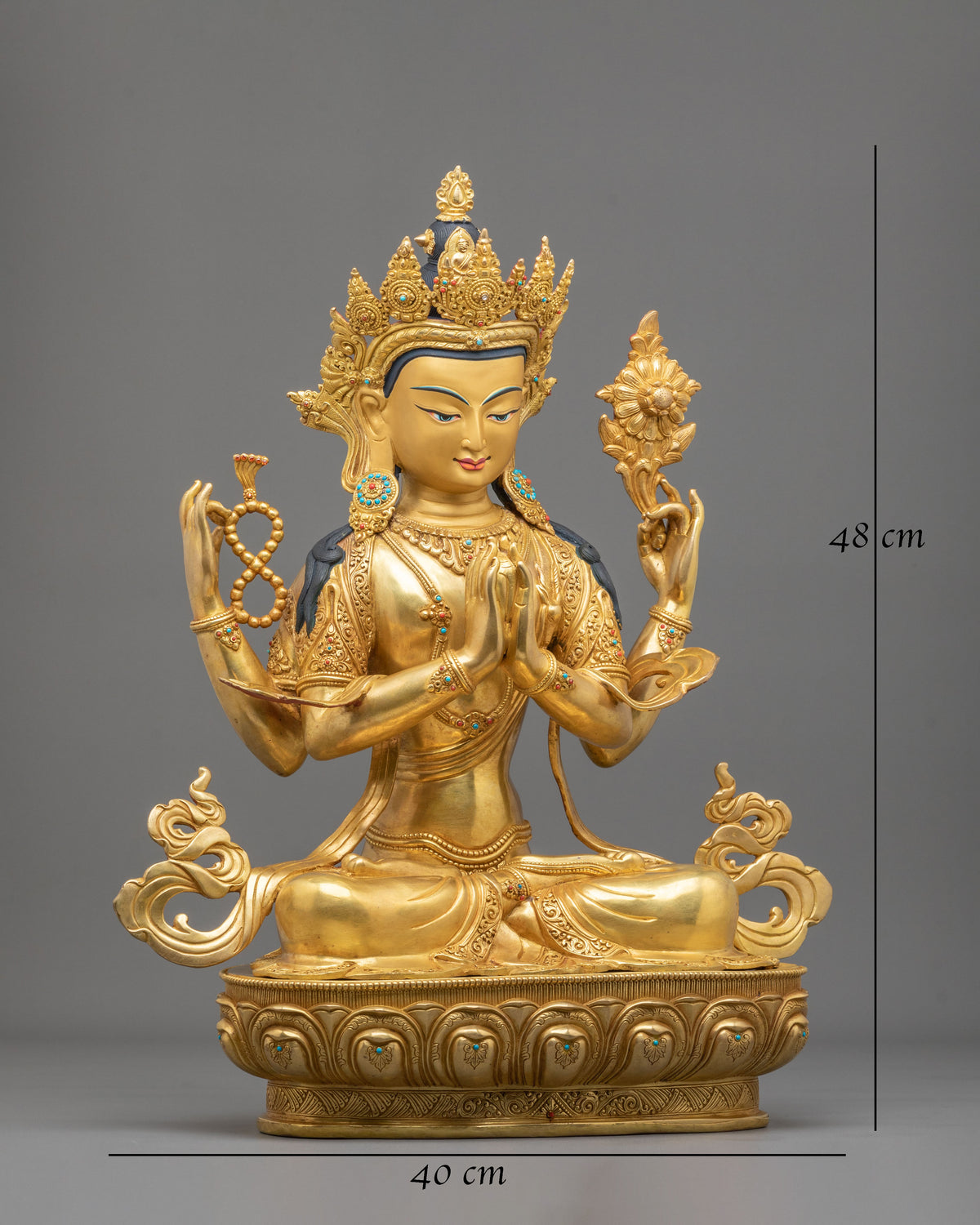Chenrezig 24K Gold Gilded Sacred Sculpture | Home Decor