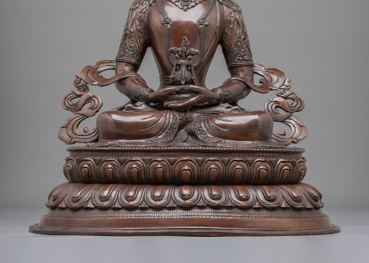 Amitayus Oxidized Copper Statue: Symbol of Longevity and Merit