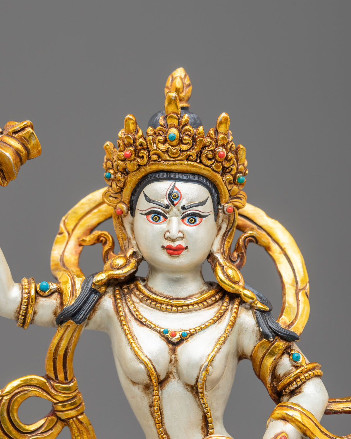 Machig Labdron Vajrayana Statue | Copper Statue with Hand carved Gemstones