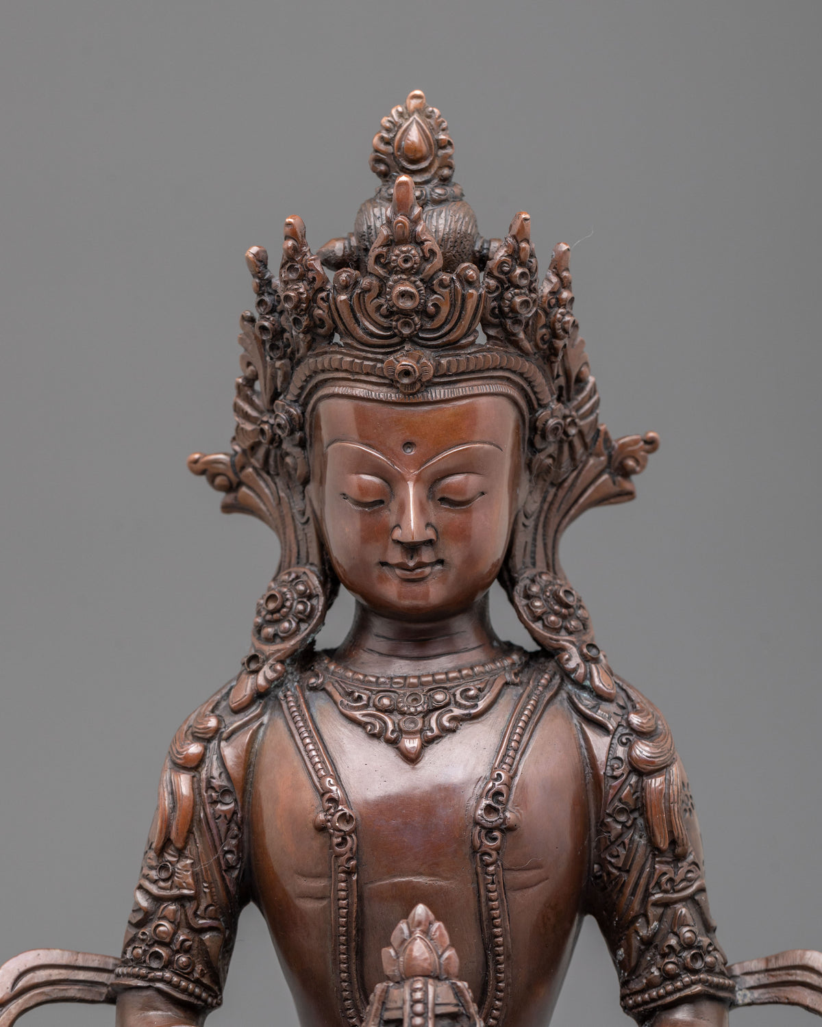 Amitayus Oxidized Copper Statue | Symbol of Longevity