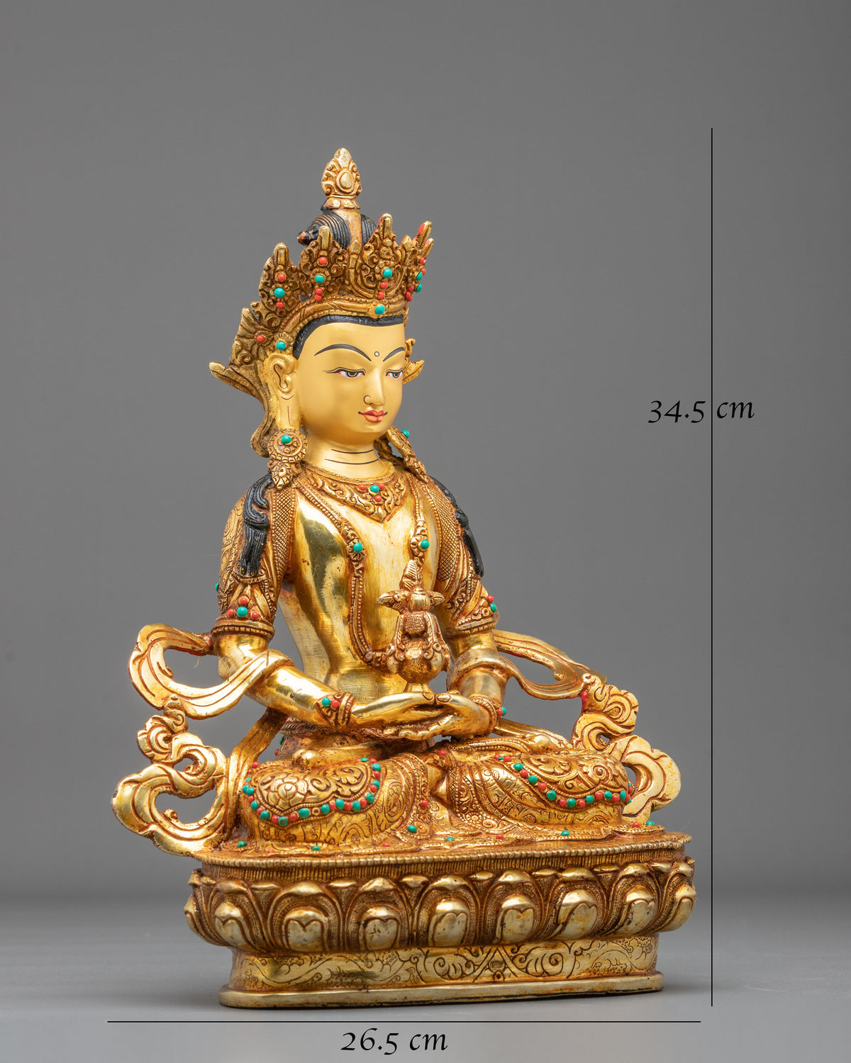 Amitayus 24K Gold Glided Statue: Buddha of Long Life