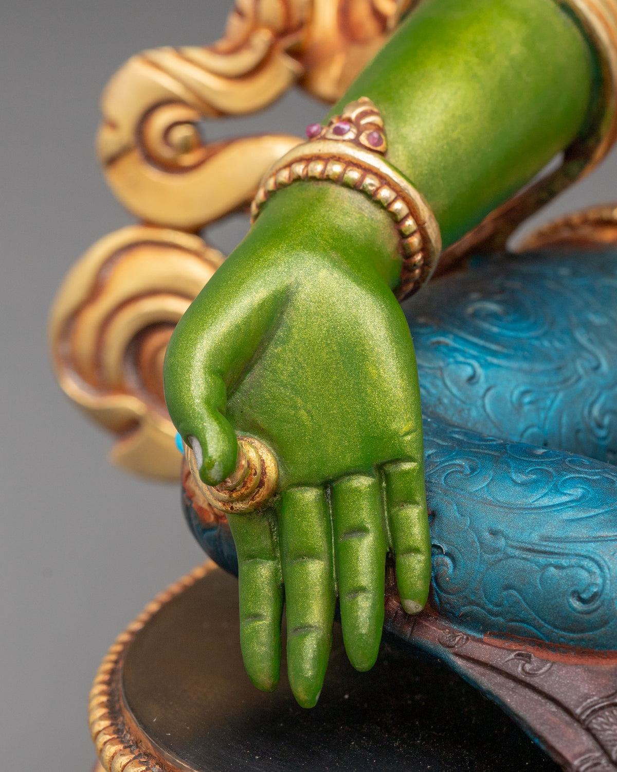 Green Tara Tibetan Buddhist Sculpture | Sacred Meditation Altar Sculpture