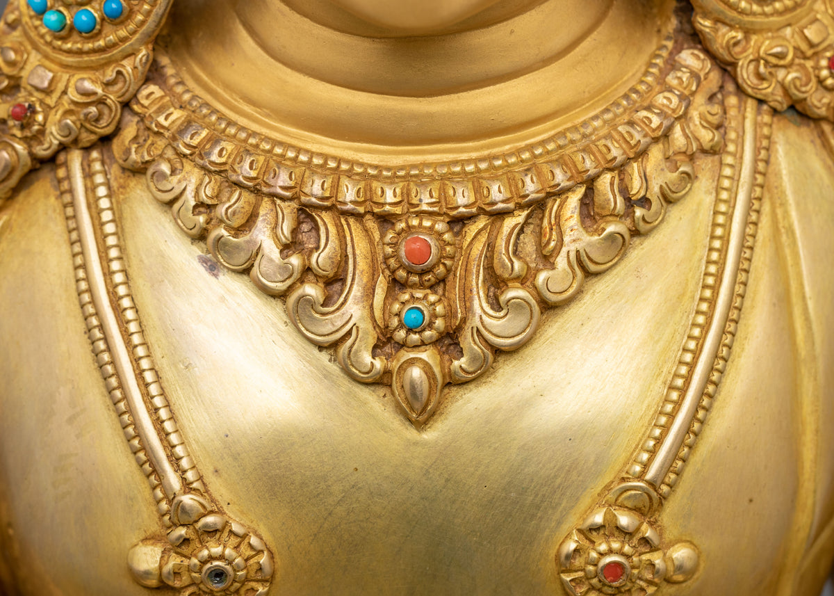Amitayus Sculpture | 24k Gold Gilded Tibetan Sculpture