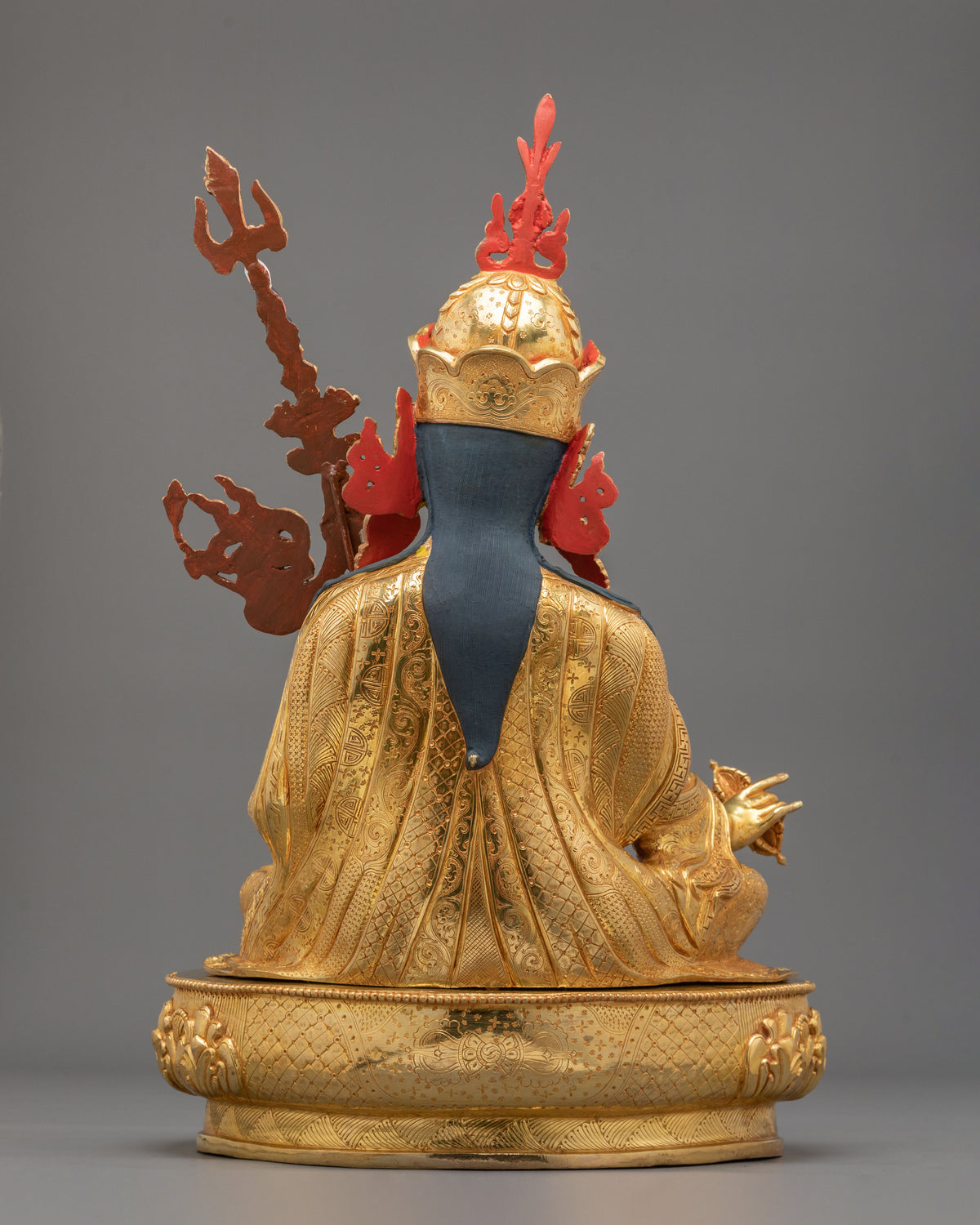 24K Gold Gilded Sacred Sculpture of Guru Rinpoche
