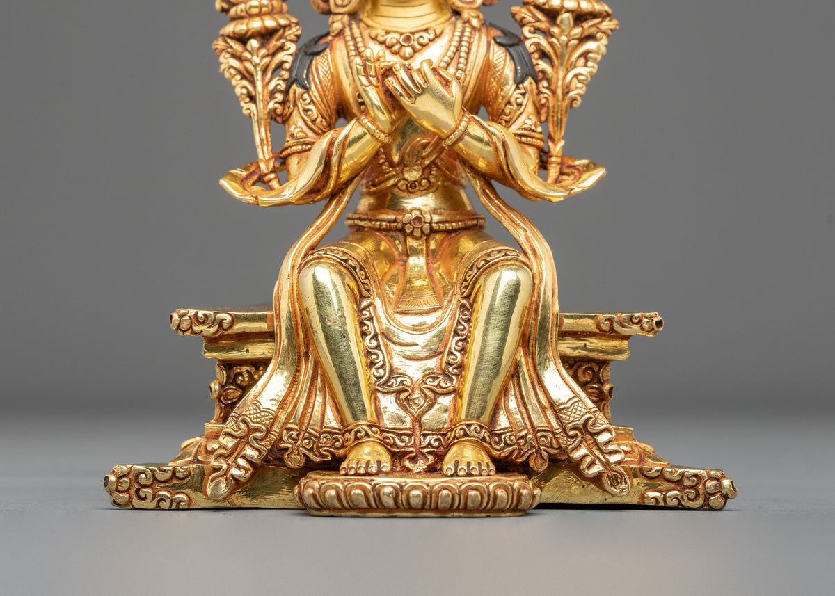 Maitreya Buddha Handmade Copper Statue - Serene Devotional Sculpture