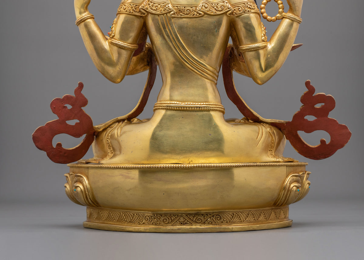 Chenrezig 24K Gold Gilded Sacred Sculpture | Home Decor