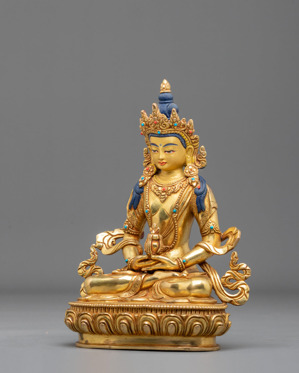 24k Gold Coated Amitayus Sculpture | Buddha of Longevity