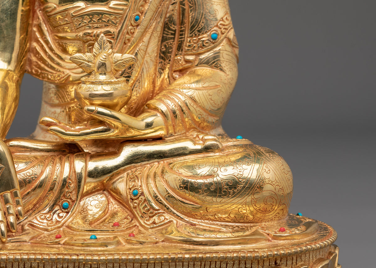 Medicine Buddha Golden Statue | 24K Gold Gilded Figurine