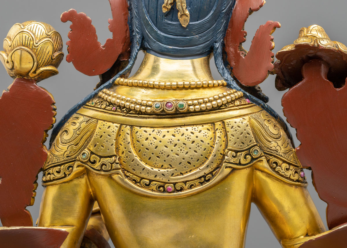 Green Tara 24K Gold-Coated Statue | Copper Form of Sacred Protection