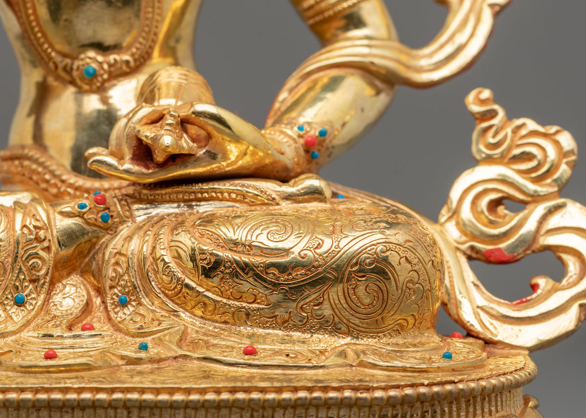 Vajrasattva Traditional Sculpture | 24K Gold Gilded Buddhist Statue
