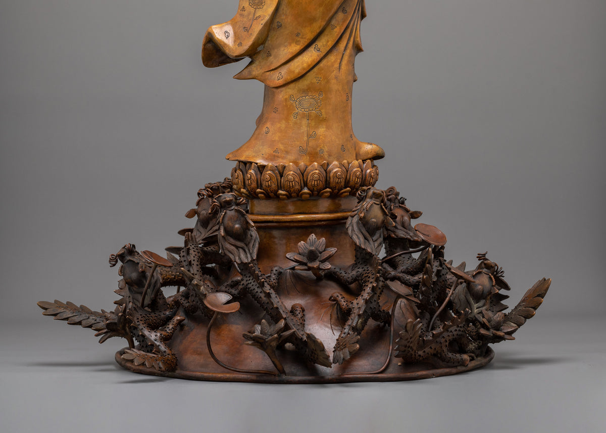 Chinese Standing Buddha Spiritual Statue | Handmade Traditional Sacred Sculpture