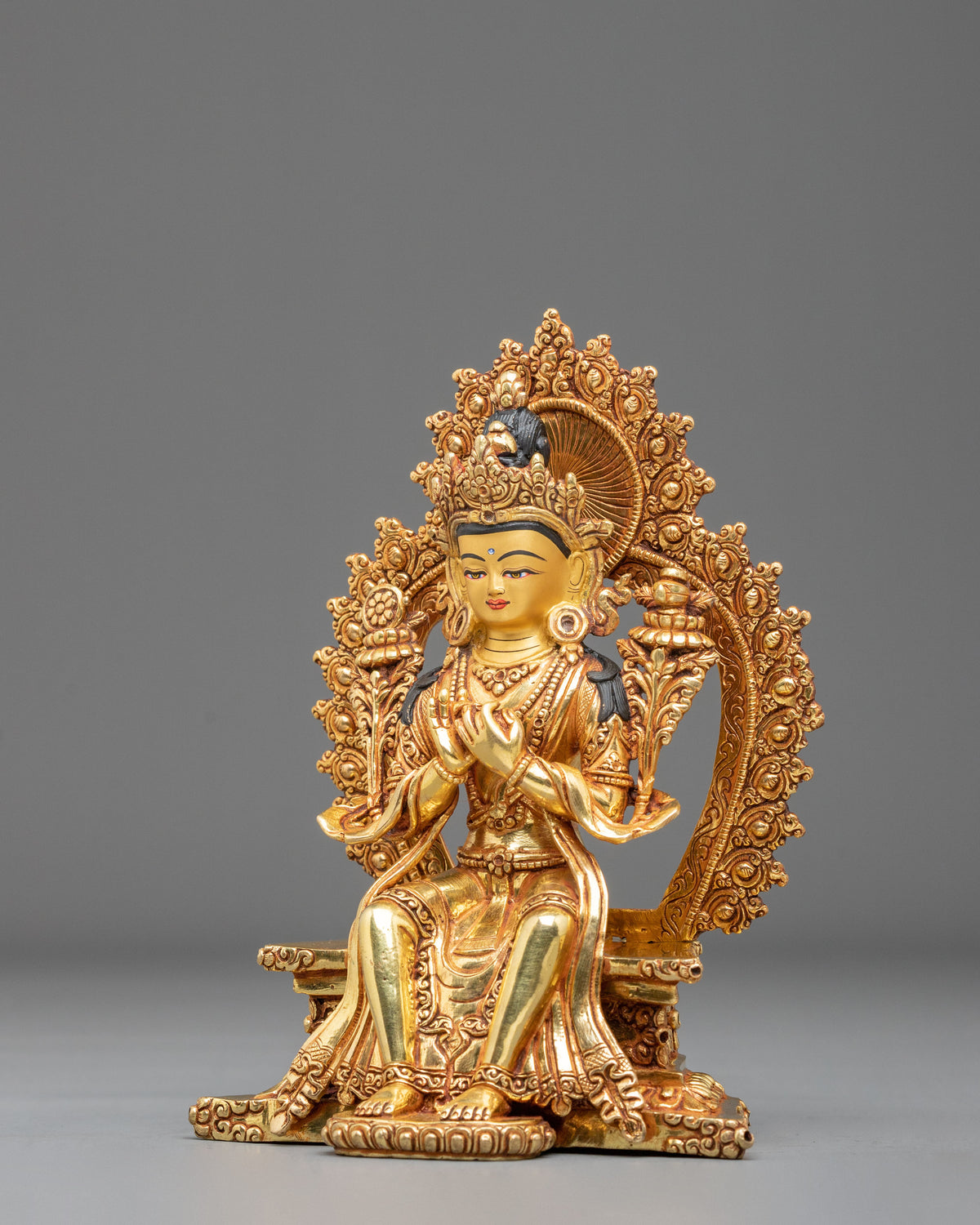 Maitreya Buddha Handmade Copper Statue - Serene Devotional Sculpture