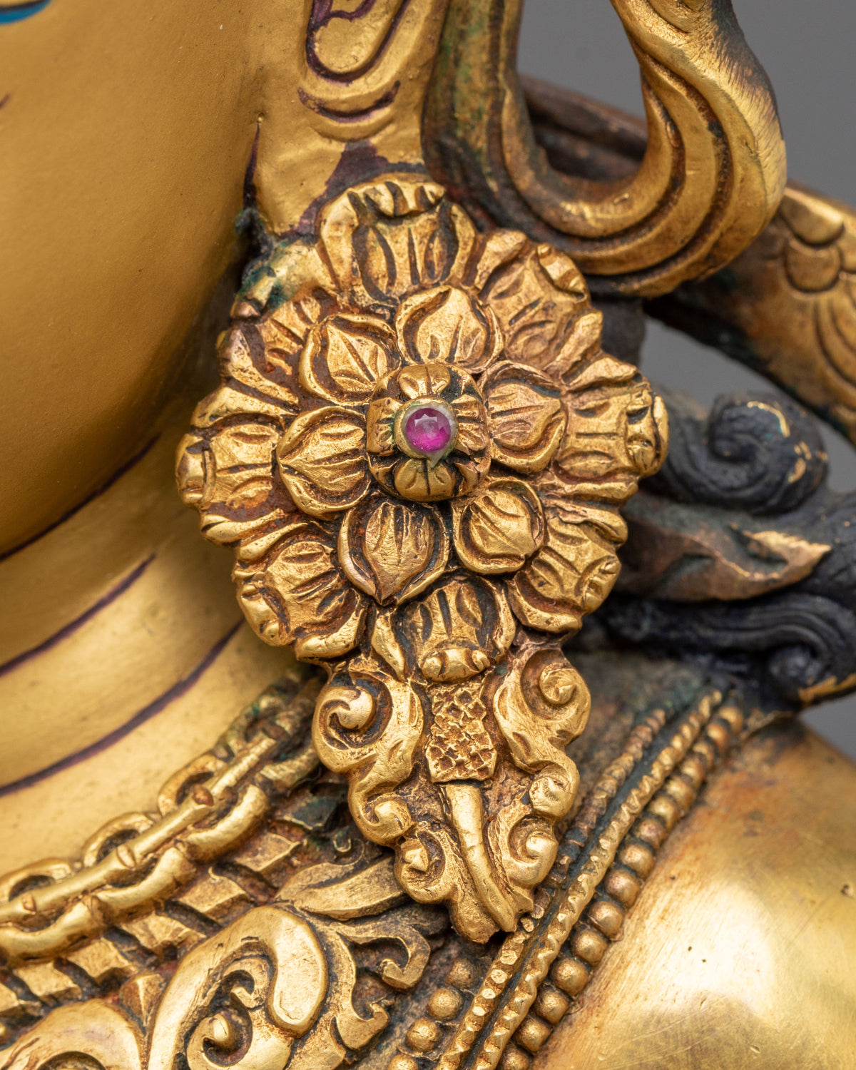 24k Gold Coated Green Tara Sculpture | Tibetan Guardian
